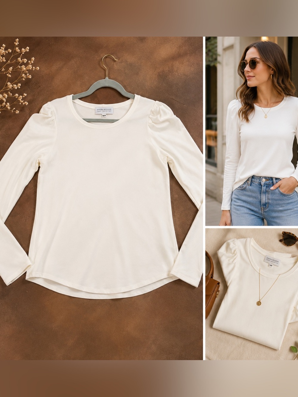 BRENDA BEDDOME- off white Longsleeve luxury tee shirt NWT